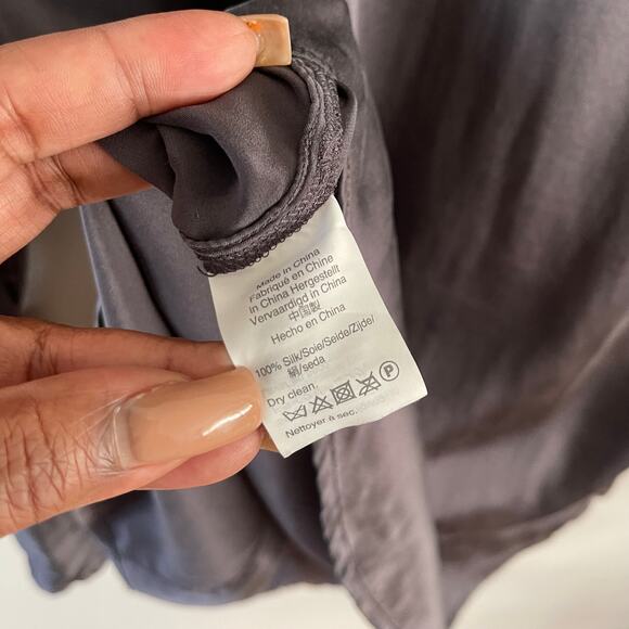 J. Crew Always Button-Up Womens 4 Tall Dark Gray Silk Casual Minimalist Classic - Picture 4 of 6